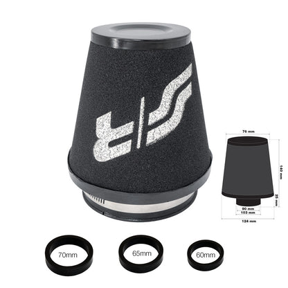 Simoni Racing Universelles Schaumluftfilter Konisch 124/76mm - inkl. 3 Adapterringen