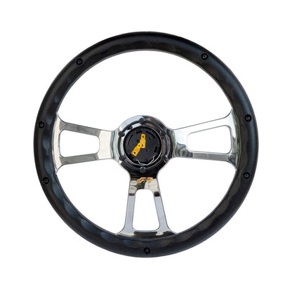 Simoni Racing Sportlenkrad Sella 350mm - Holz-Optik/Schwarz PU + Chrom Speichen
