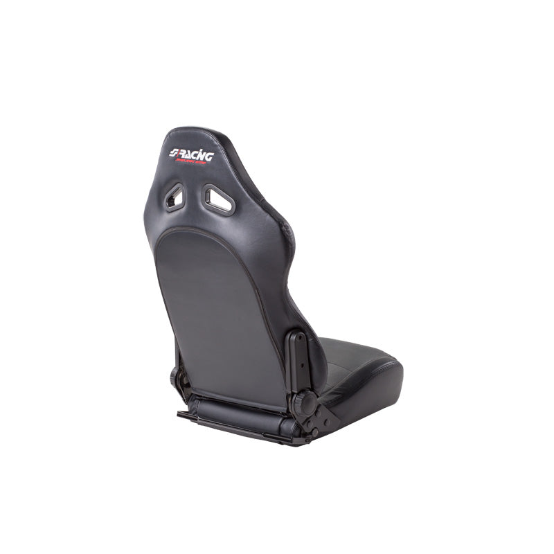 Simoni Racing Sportsitz Tazio - Schwarz Bioleder - Doppelseitig Verstellbare Rückenlehne - inkl. Schlitten