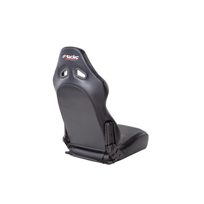 Simoni Racing Sportsitz Tazio - Schwarz Bioleder - Doppelseitig Verstellbare Rückenlehne - inkl. Schlitten