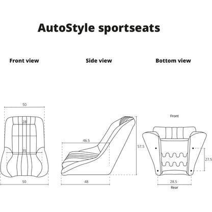 Sportsitze 'Classic' - Schwarz Kunstleder - Feste Rückenlehne - inkl. Laufschienen
