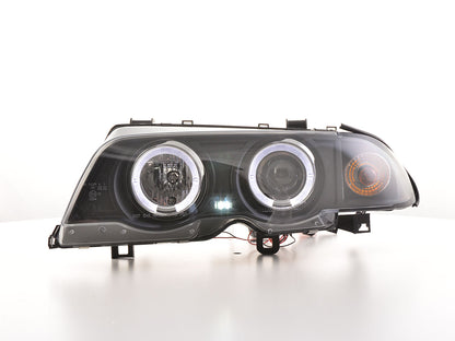 Scheinwerfer Set Angel Eyes BMW 3er E46 Limo/Touring Bj. 98-01 schwarz