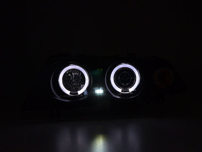 Scheinwerfer Set Angel Eyes BMW 3er E46 Limo/Touring Bj. 98-01 schwarz