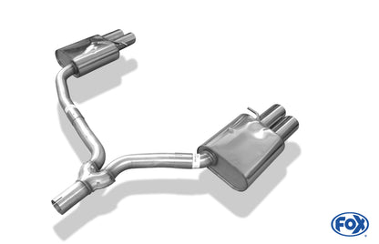 FOX Audi A4 B8 Limousine/ Avant + S-Line Endschalldämpfer rechts/links zweiflutig inkl. Y-Adapterrohr Ø65mm innen - 2x80 Typ 17 rechts/links