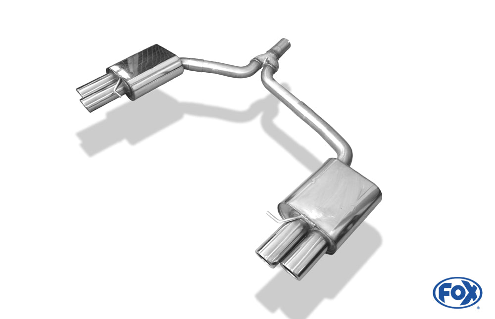 FOX Audi A5 8T Coupe + S-Line Endschalldämpfer rechts/links zweiflutig inkl. Y-Adapterrohr Ø65mm innen - 2x88x74 Typ 32 rechts/links