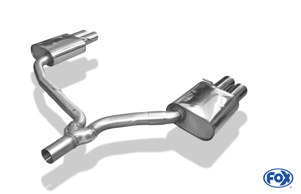 FOX Audi A5 8T Coupe + S-Line Endschalldämpfer rechts/links zweiflutig inkl. Y-Adapterrohr Ø65mm innen - 2x88x74 Typ 32 rechts/links