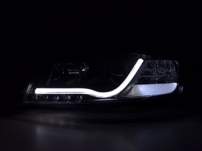 Scheinwerfer Set Daylight LED TFL-Optik Audi A4 Typ 8E Bj. 01-04 schwarz für Rechtslenker