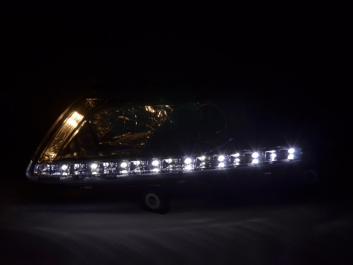 Scheinwerfer Set Daylight LED TFL-Optik Audi A6 Typ 4F Bj. 04-08 chrom für Rechtslenker