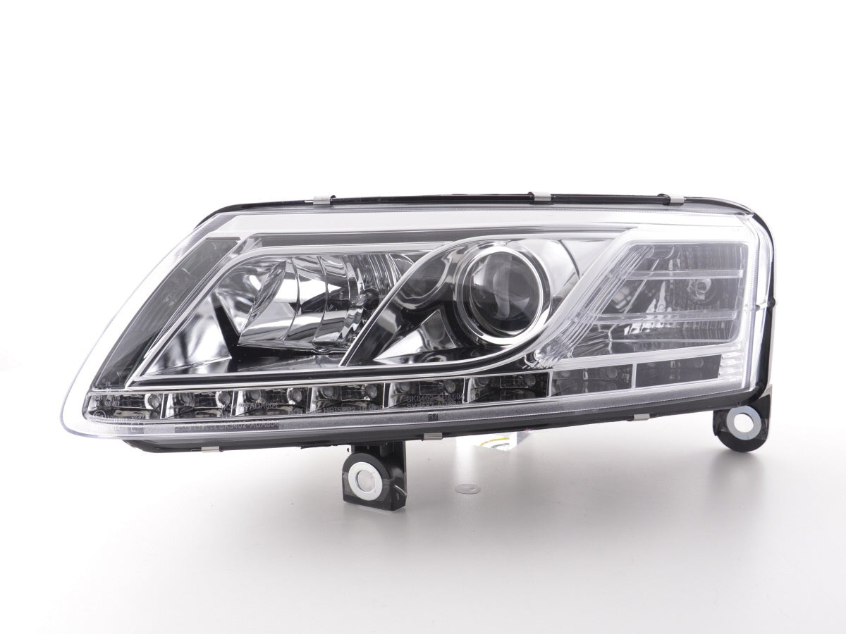 Scheinwerfer Set Daylight LED TFL-Optik Audi A6 Typ 4F Bj. 04-08 chrom für Rechtslenker