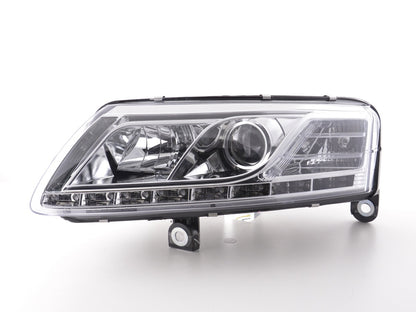 Scheinwerfer Set Daylight LED TFL-Optik Audi A6 Typ 4F Bj. 04-08 chrom für Rechtslenker