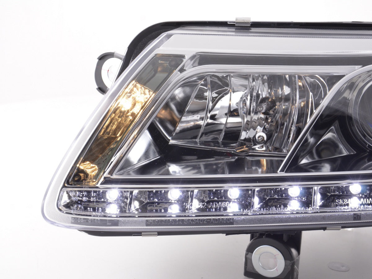 Scheinwerfer Set Daylight LED TFL-Optik Audi A6 Typ 4F Bj. 04-08 chrom für Rechtslenker