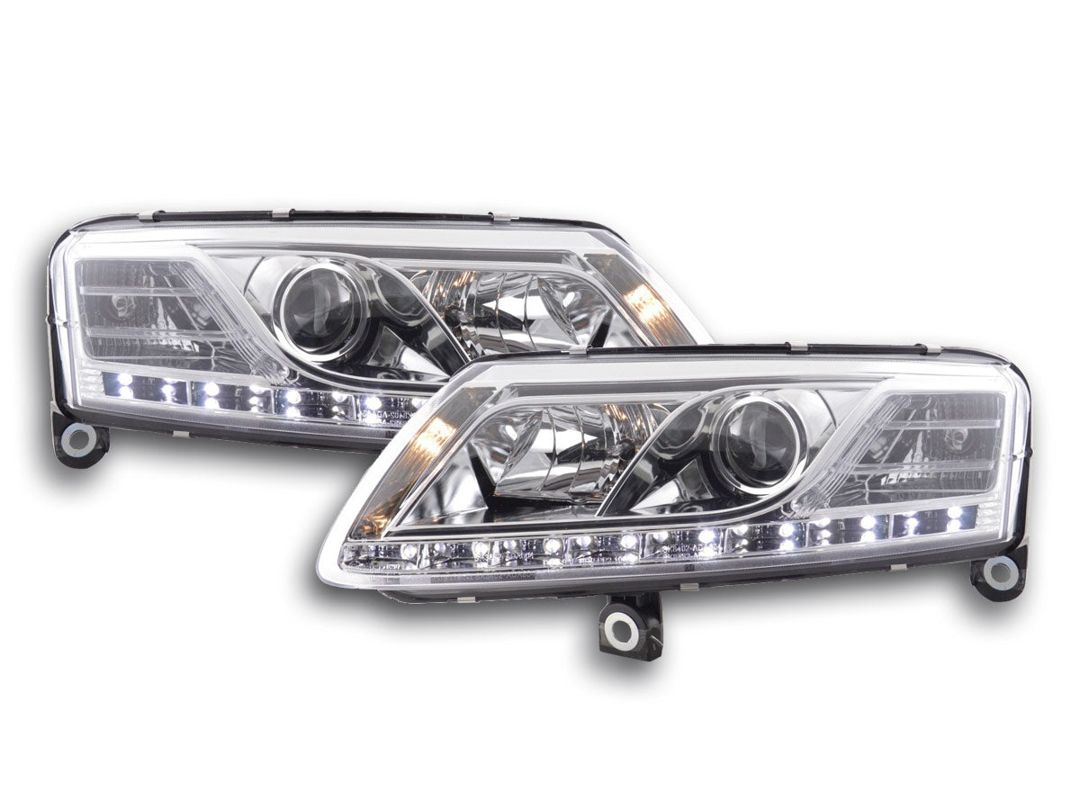 Scheinwerfer Set Daylight LED TFL-Optik Audi A6 Typ 4F Bj. 04-08 chrom für Rechtslenker