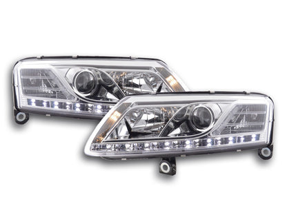Scheinwerfer Set Daylight LED TFL-Optik Audi A6 Typ 4F Bj. 04-08 chrom für Rechtslenker