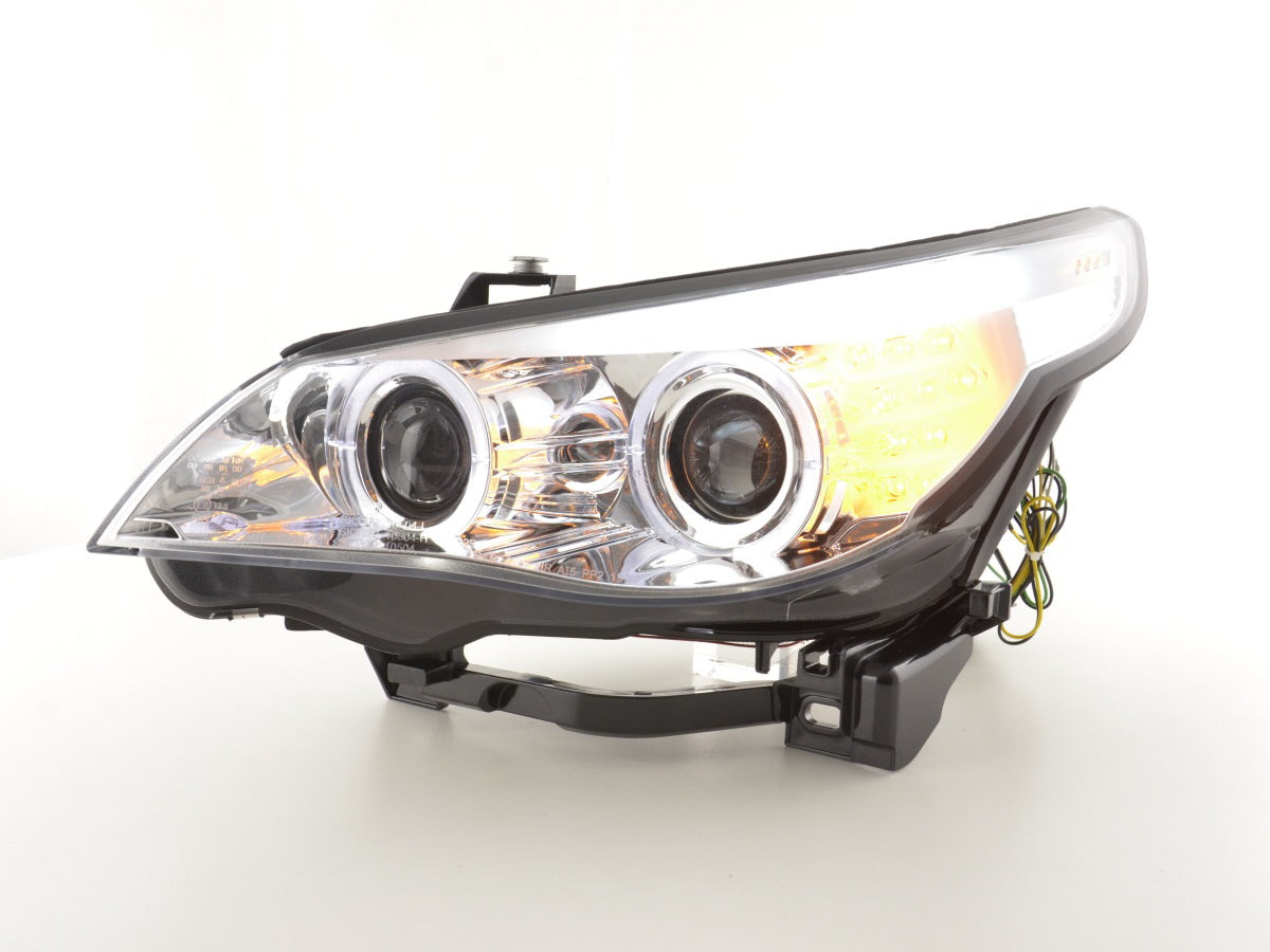 Scheinwerfer Set Xenon Angel Eyes LED BMW 5er E60/E61 Bj. 03-04 chrom
