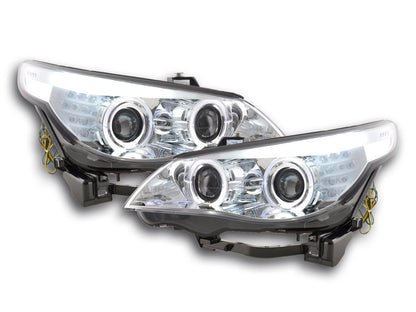 Scheinwerfer Set Xenon Angel Eyes LED BMW 5er E60/E61 Bj. 03-04 chrom