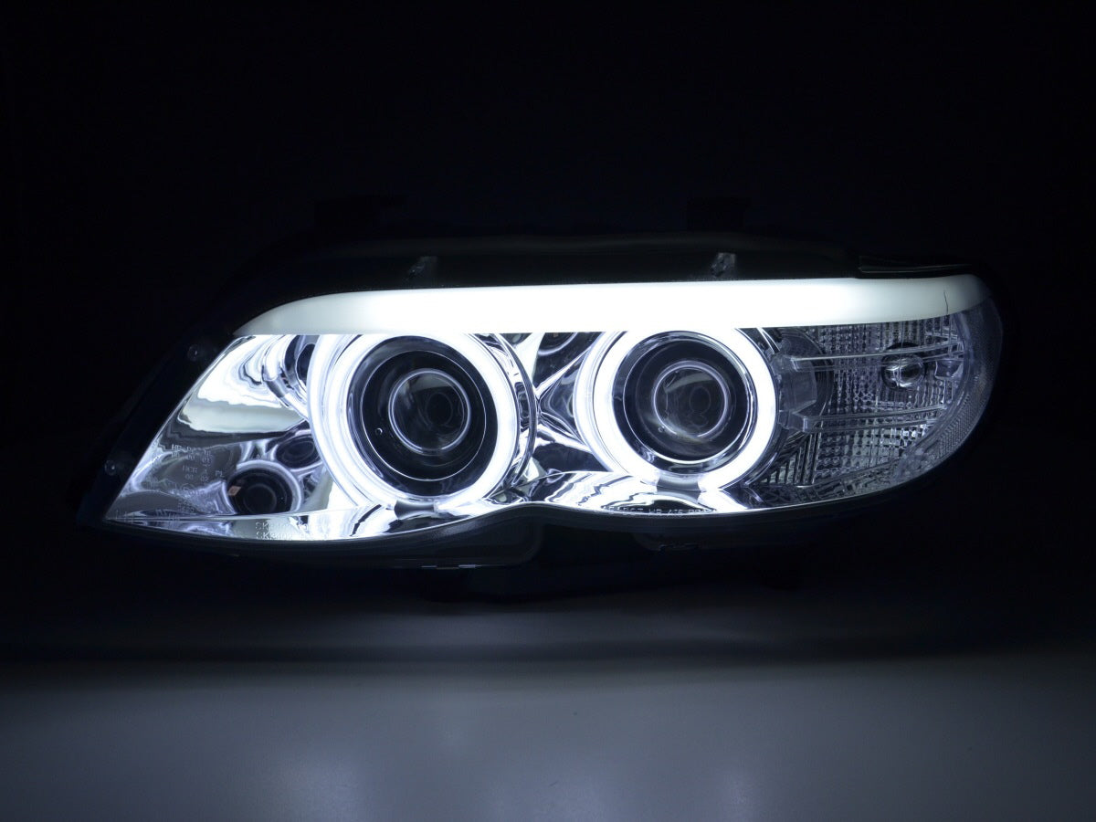 Scheinwerfer Set Xenon Daylight CCFL TFL-Optik BMW X5 E53 Bj. 03-06 chrom