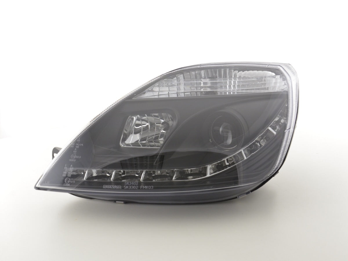 Scheinwerfer Set Daylight LED TFL-Optik Ford Fiesta Typ MK6 Bj. 03-07 schwarz