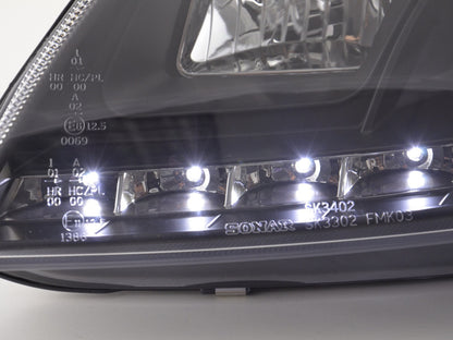 Scheinwerfer Set Daylight LED TFL-Optik Ford Fiesta Typ MK6 Bj. 03-07 schwarz