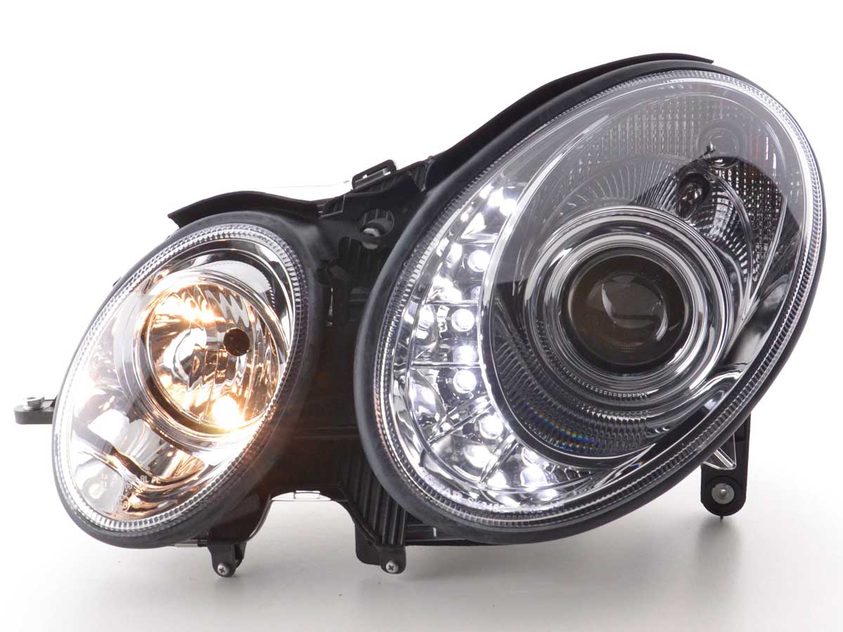 Scheinwerfer Set Daylight LED TFL-Optik Mercedes E-Klasse Typ W211  02-06 chrom