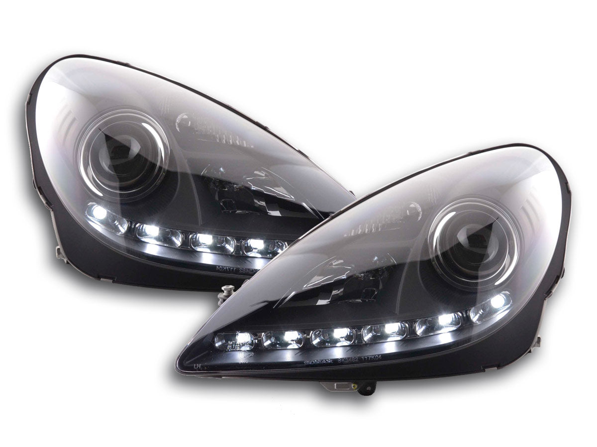 Scheinwerfer Set Daylight LED Tagfahrlicht Mercedes SLK R171 schwarz
