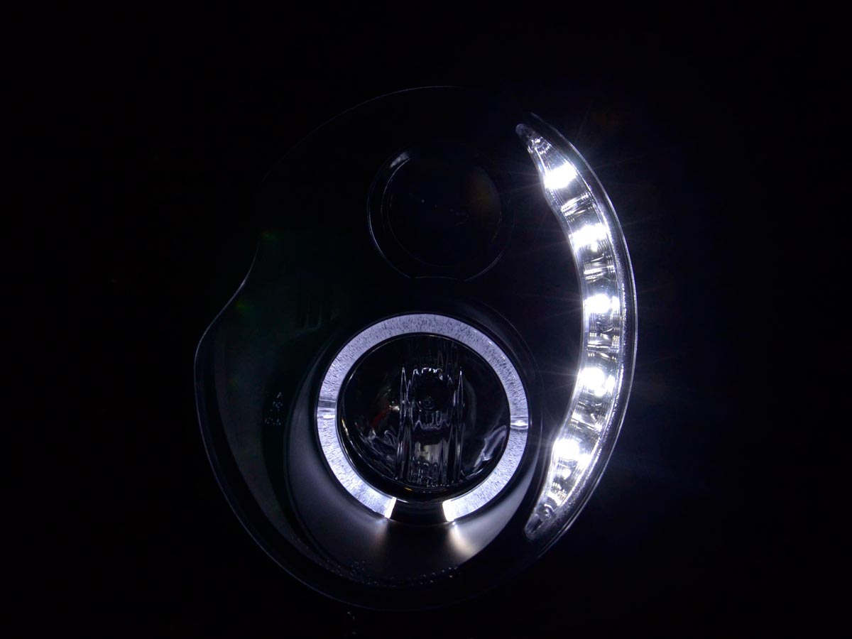 Scheinwerfer Set Daylight LED TFL-Optik Mini Cooper Typ R50  01-06 schwarz