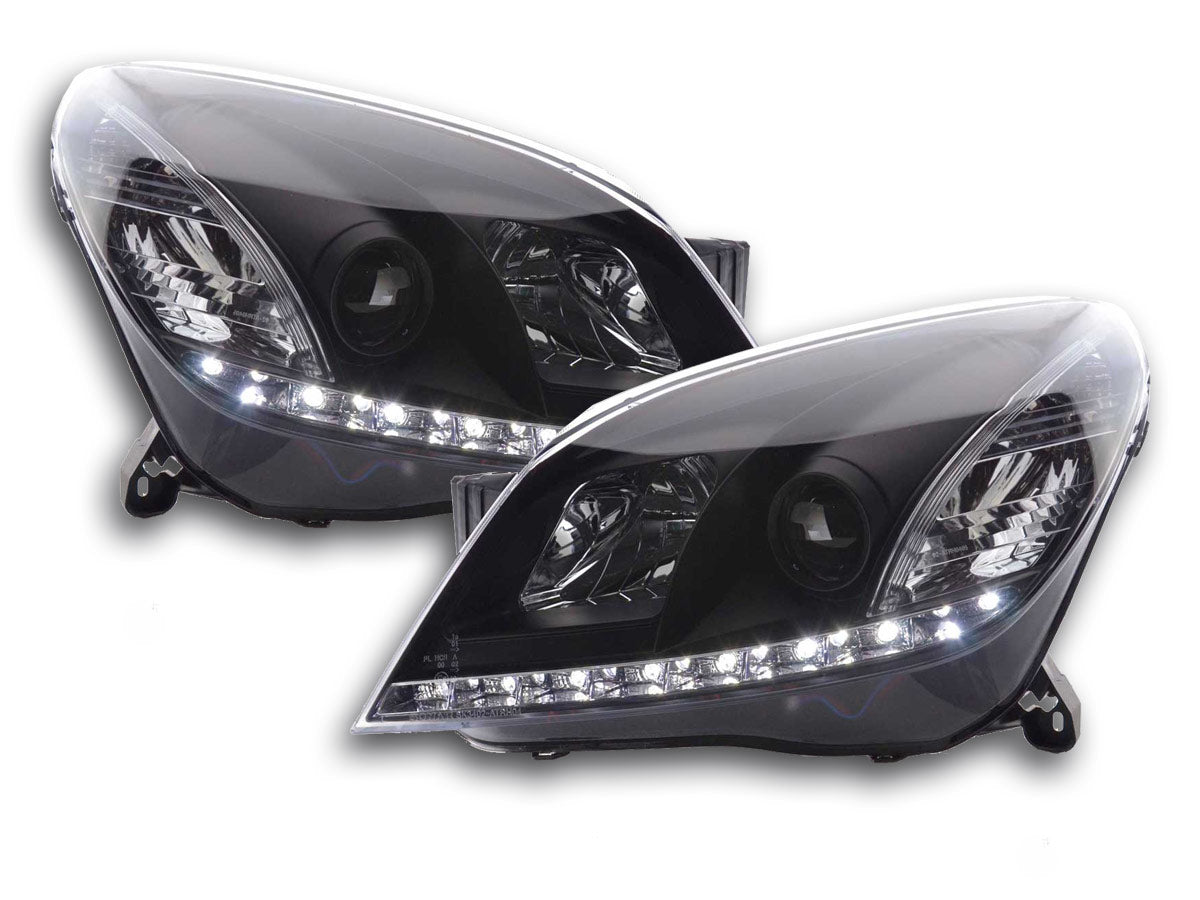 Scheinwerfer Set Daylight LED TFL-Optik Opel Astra H schwarz