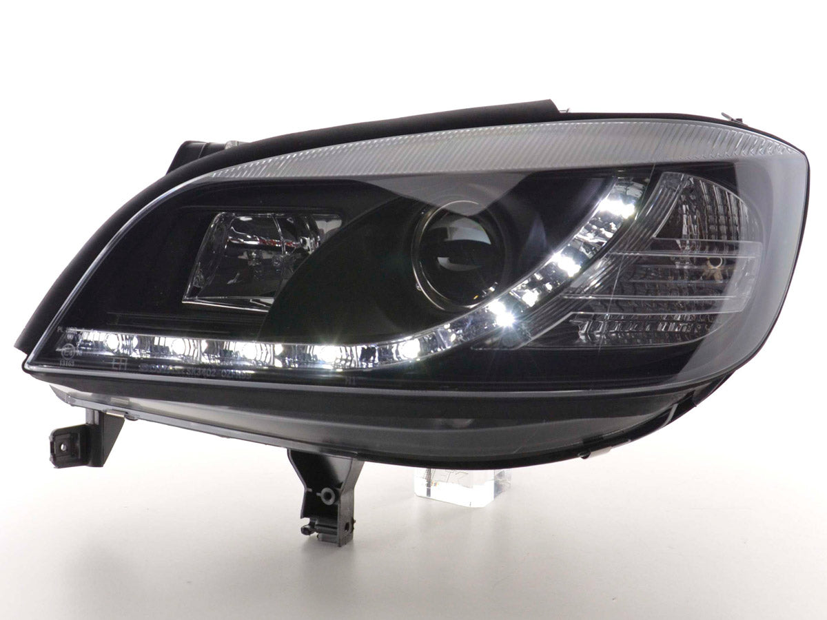 Scheinwerfer Set Daylight LED TFL-Optik Opel Zafira A Bj. 99-04 schwarz