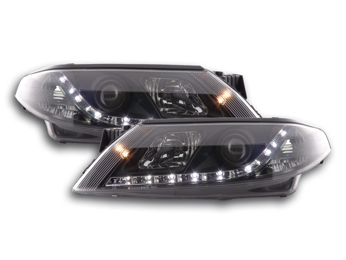 Scheinwerfer Set Daylight LED TFL-Optik Renault Laguna (Typ G) Bj. 01-05 schwarz