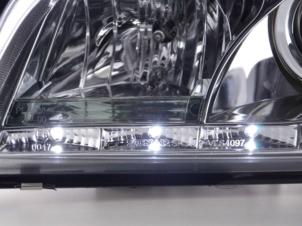 Scheinwerfer Set Daylight LED TFL-Optik Volvo S40/V40 Typ V Bj. 96-04 chrom