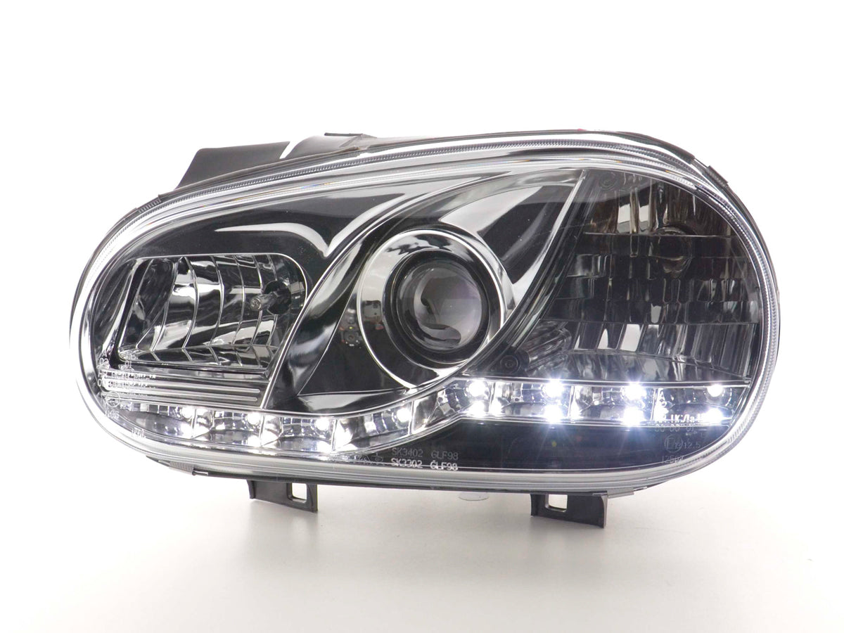 Scheinwerfer Set Daylight LED TFL-Optik VW Golf 4 Typ 1J Bj. 98-03 chrom