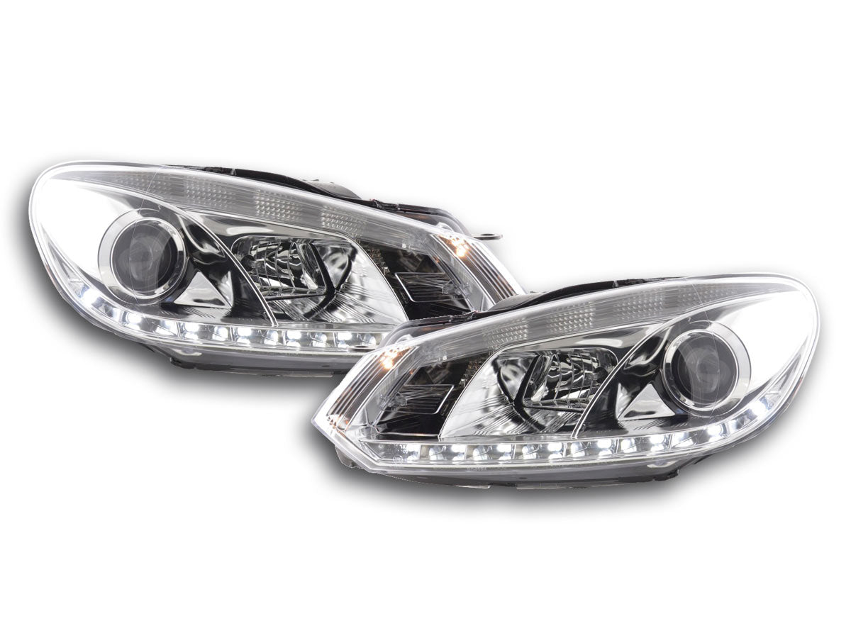 Scheinwerfer Set Daylight LED Tagfahrlicht VW Golf 6 Typ 1K Bj. 08- chrom für Rechtslenker