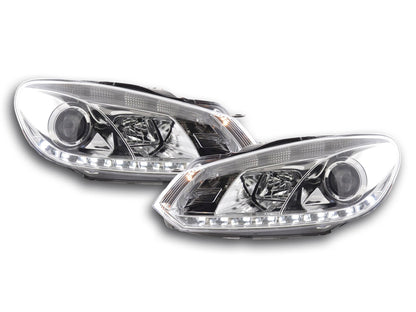 Scheinwerfer Set Daylight LED Tagfahrlicht VW Golf 6 Typ 1K Bj. 08- chrom für Rechtslenker