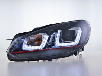 Scheinwerfer Set Daylight LED Tagfahrlicht VW Golf 6 Bj. 08-12 schwarz GTI-Look