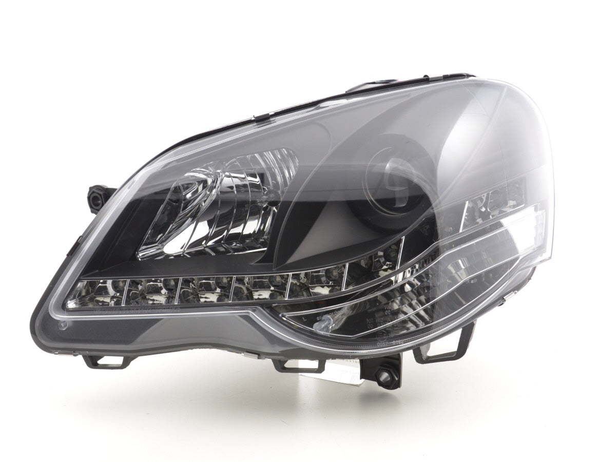 Scheinwerfer Set Daylight LED TFL-Optik VW Polo Typ 9N3  05-09 schwarz für Rechtslenker