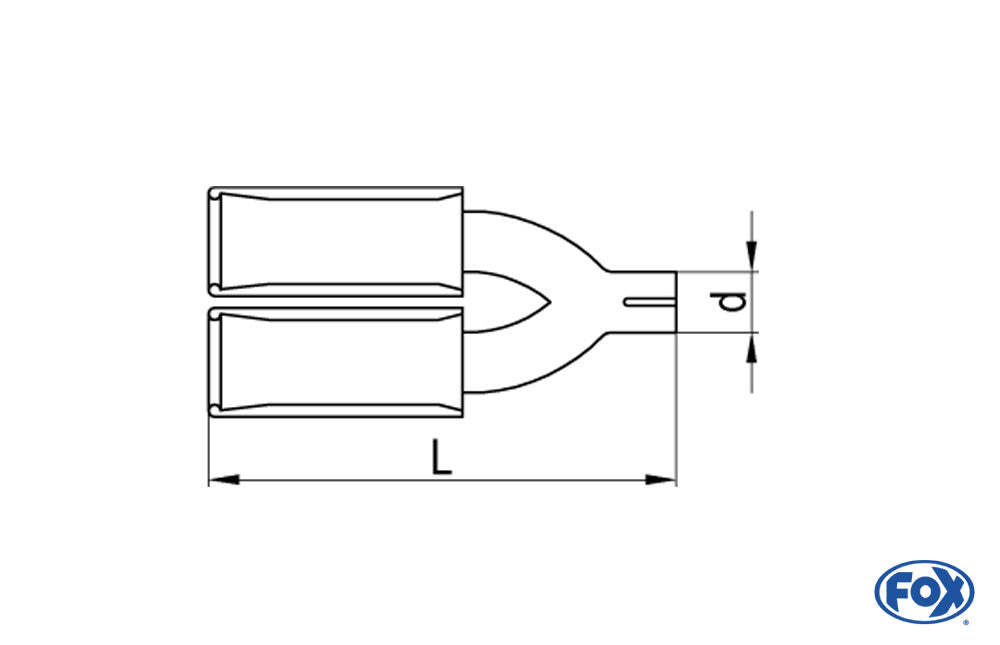 FOX Anschraubendrohr Typ 24 mit Schelle doppelt - Ø 100mm Rund uneingerollt / gerade / mit Type-B Einsatz - L_ (mm) und d_ (mm innen) ist flexibel - muss angeben werden - L minimum 300mm und maximal 500mm