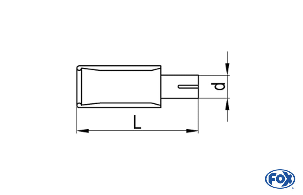 FOX Anschraubendrohr Typ 71 mit Schelle einfach - 78x75mm Eckig eingerollt / abgeschrägt / mit Absorber - L_ (mm) und d_ (mm innen) ist flexibel - muss angeben werden - L minimum 170mm und maximal 500mm