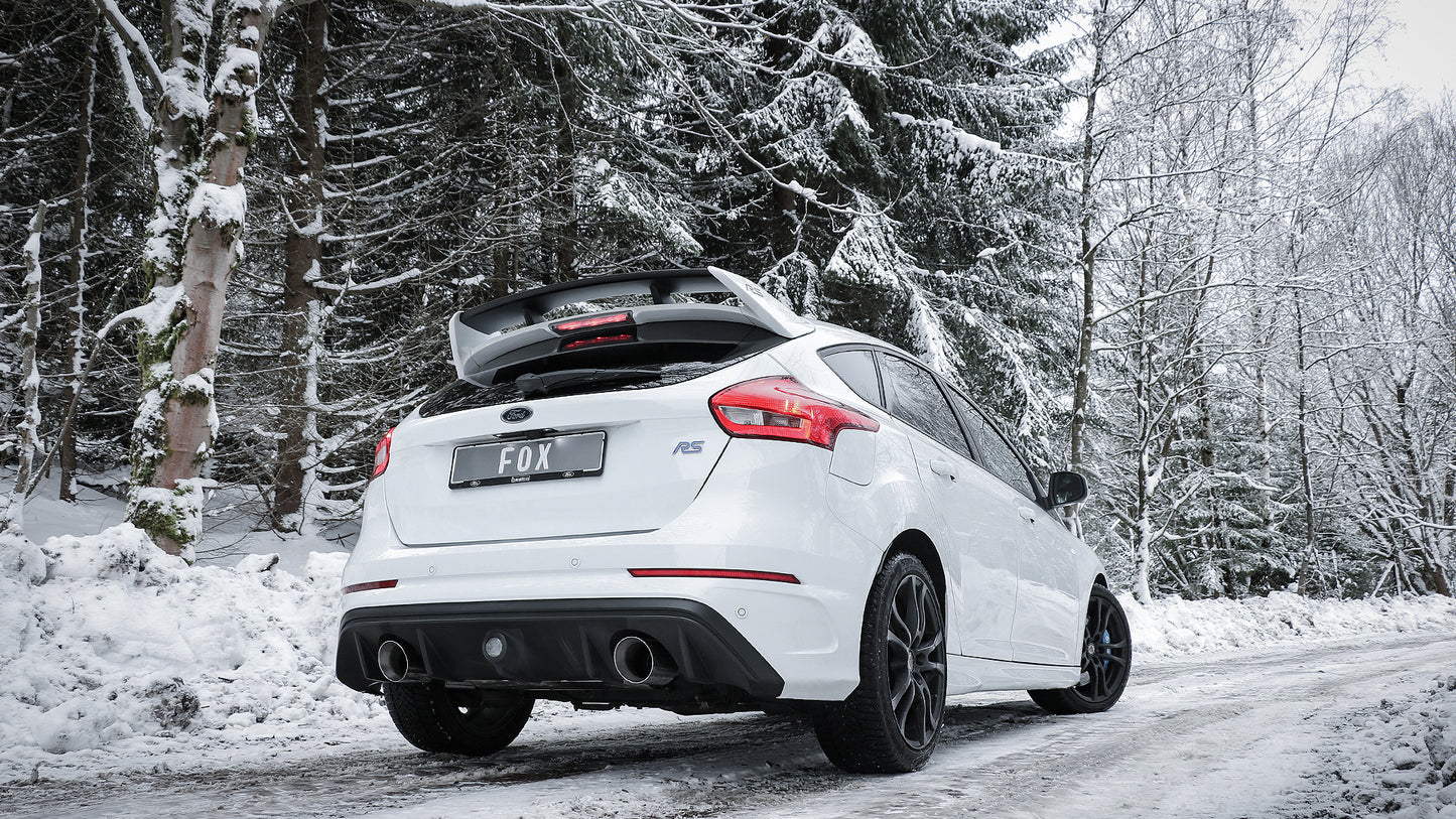FOX Ford Focus III RS Endschalldämpfer quer Ausgang rechts/links mit Abgasklappe - 1x114 Typ 25 rechts/links schwarz emailliert