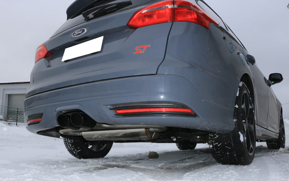 FOX Ford Focus III ST Turnier Diesel Endschalldämpfer quer Ausgang mittig - 2x115x85 Typ 32 mittig schwarz beschichtet