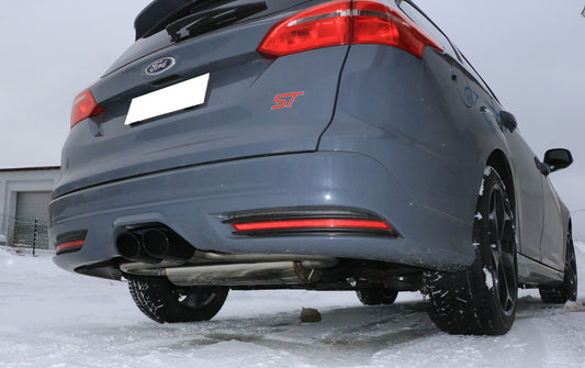 FOX Ford Focus III ST Turnier Diesel Endschalldämpfer quer Ausgang mittig - 2x115x85 Typ 32 mittig schwarz beschichtet