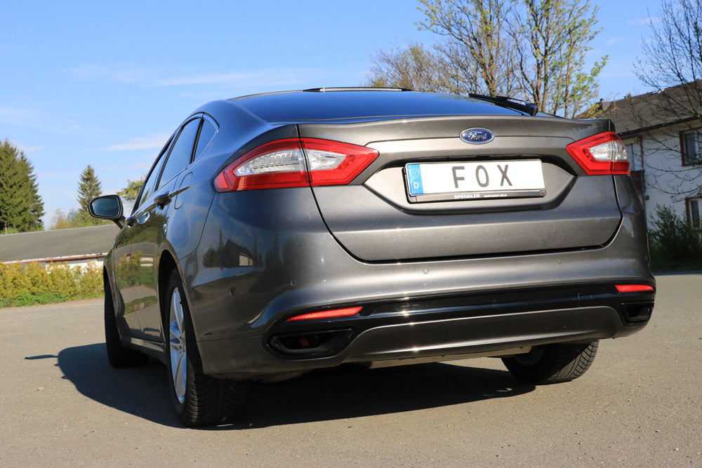 FOX Mondeo V Schrägheck/ Turnier/ Stufenheck Endschalldämpfer quer Ausgang rechts/links - Ausgang der Endrohre in der originalen Stoßstange