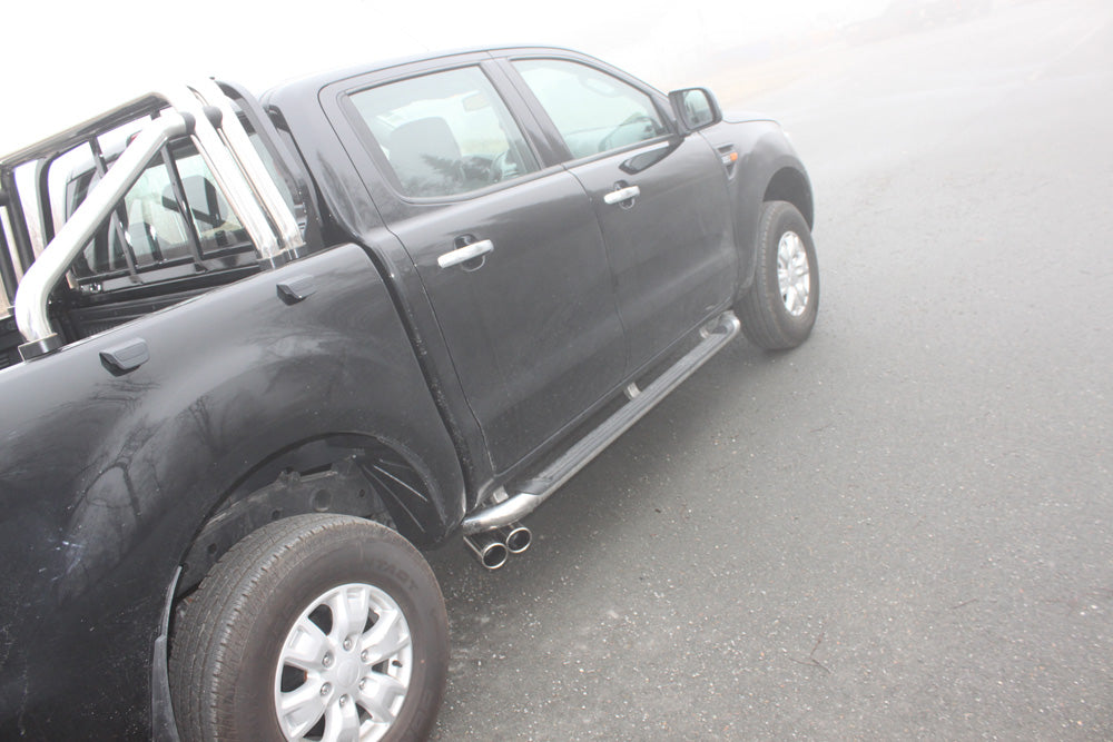 FOX Ford Ranger ab 09/2015 4x4 - Doppelkabine Endschalldämpfer Sidepipe, Ausgang rechts und links am Fahrzeug - 2x90 Typ 16 rechts/links