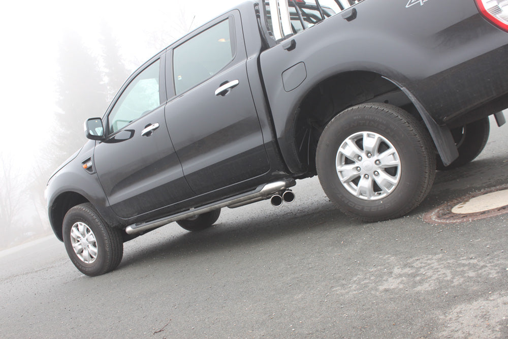FOX Ford Ranger ab 09/2015 4x4 - Doppelkabine Endschalldämpfer Sidepipe, Ausgang rechts und links am Fahrzeug - 2x90 Typ 16 rechts/links