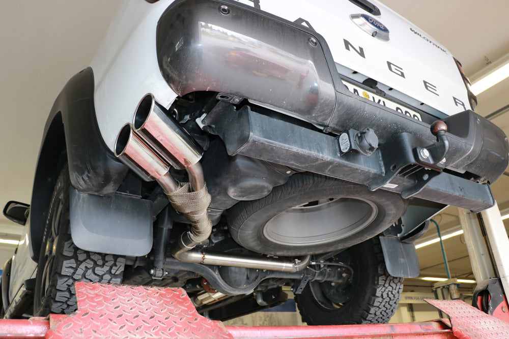 FOX Ford Ranger ab 09/2015 4x4 - Doppelkabine + Wildtrak Endschalldämpfer Sidepipe, Ausgang an der linken Fahrzeugseite hinter dem Hinterrad  - 2x115x85 Typ 38