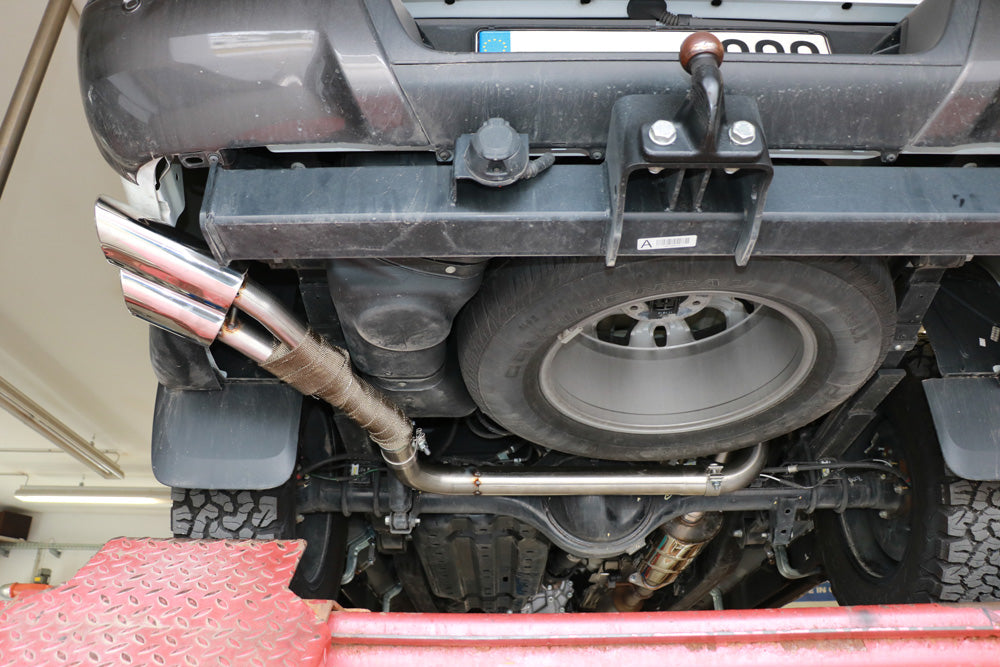 FOX Ford Ranger ab 09/2015 4x4 - Doppelkabine + Wildtrak Endschalldämpfer Sidepipe, Ausgang an der linken Fahrzeugseite hinter dem Hinterrad  - 2x115x85 Typ 38