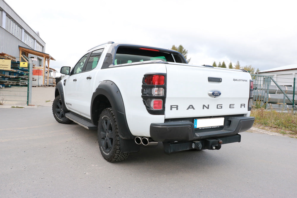 FOX Ford Ranger ab 09/2015 4x4 - Doppelkabine + Wildtrak Endschalldämpfer Sidepipe, Ausgang an der linken Fahrzeugseite hinter dem Hinterrad  - 2x115x85 Typ 38