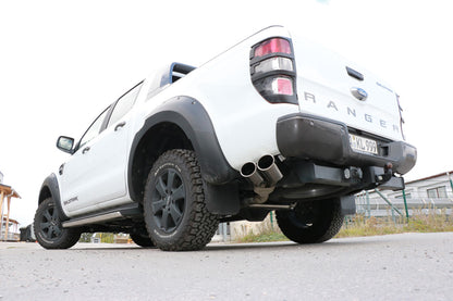 FOX Ford Ranger ab 09/2015 4x4 - Doppelkabine + Wildtrak Endschalldämpfer Sidepipe, Ausgang an der linken Fahrzeugseite hinter dem Hinterrad  - 2x115x85 Typ 38
