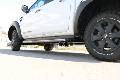FOX Ford Ranger ab 09/2015 4x4 - Wildtrak Endschalldämpfer Sidepipe, Ausgang rechts und links am Fahrzeug - 2x115x85 Typ 38 rechts/links