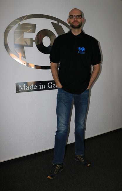 FOX FOX Polo-Shirt Größe XL Schwarz mit blauer Schrift