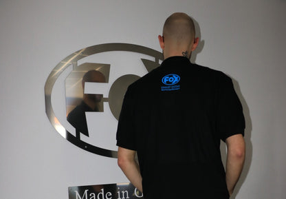 FOX FOX Polo-Shirt Größe L Schwarz mit blauer Schrift