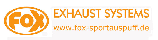 FOX FOX Sticker Orange - geplottet Höhe: 75mm  Breite: 440mm - FOX Logo mit Schrift "EXHAUST SYSTEMS - www.fox-sportauspuff.de"